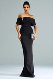Off The Shoulder Mermaid Black Wedding Guest Dress
