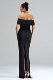 Off The Shoulder Mermaid Black Wedding Guest Dress