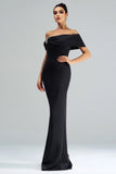 Off The Shoulder Mermaid Black Wedding Guest Dress
