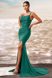 Dark Green Mermaid Prom Dress with Slit