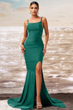 Dark Green Mermaid Prom Dress with Slit