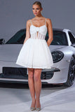 Corset White A Line Graduation Dress With 3D Flowers