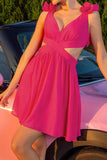 Fuchsia Cut Out A Line Cocktail Dress