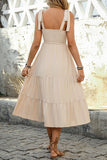 Light Khaki A Line Summer Dress with Bow