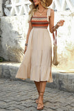 Light Khaki A Line Summer Dress with Bow
