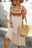 Light Khaki A Line Summer Dress with Bow