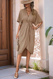 Black V-Neck Sheath Summer Dress with Half Sleeves