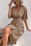 Black V-Neck Sheath Summer Dress with Half Sleeves