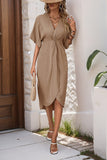 Black V-Neck Sheath Summer Dress with Half Sleeves