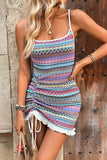 Colorful Bodycon Short Summer Dress with Drawstring