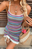 Colorful Bodycon Short Summer Dress with Drawstring