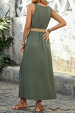 Army Green A Line Summer Dress with Belt
