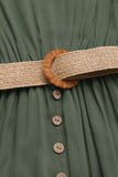 Army Green A Line Summer Dress with Belt