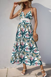 Green Floral Halter A Line Summer Dress