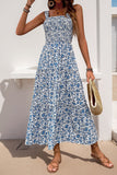 Black Floral A Line Tea Length Summer Dress