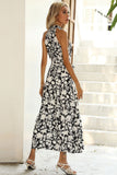 Black Floral A Line Summer Dress with Belt