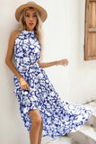 Black Floral A Line Summer Dress with Belt