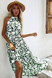 Black Floral A Line Summer Dress with Belt
