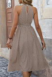 Khaki Halter A Line Midi Summer Dress