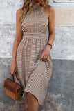 Khaki Halter A Line Midi Summer Dress