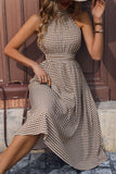 Khaki Halter A Line Midi Summer Dress