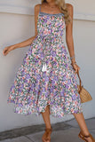 Purple Floral A Line Printed Summer Dress