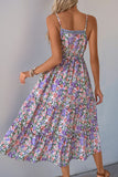 Purple Floral A Line Printed Summer Dress