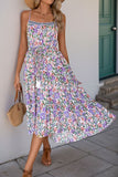 Purple Floral A Line Printed Summer Dress
