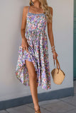 Purple Floral A Line Printed Summer Dress