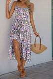 Purple Floral A Line Printed Summer Dress