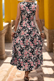 Apricot Printed V Neck A Line Summer Dress