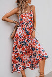 Red Floral Spaghetti Straps A Line Summer Dress