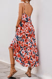 Red Floral Spaghetti Straps A Line Summer Dress