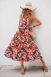 Red Floral Spaghetti Straps A Line Summer Dress