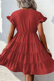 Red Simple A Line Short Sleeves Summer Dress