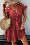 Red Simple A Line Short Sleeves Summer Dress