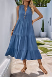 Grey Blue A Line Casual Summer Dress