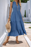 Grey Blue A Line Casual Summer Dress
