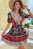 Black Red Printed A Line Casual Summer Dress