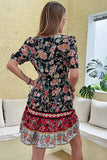 Black Red Printed A Line Casual Summer Dress