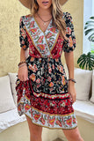 Black Red Printed A Line Casual Summer Dress
