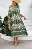 Casual Green A Line Printed Summer Dress