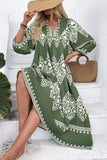 Casual Green A Line Printed Summer Dress