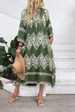 Casual Green A Line Printed Summer Dress