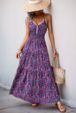 Dark Purple Halter A Line Printed Summer Dress