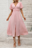 Blush A Line V Neck Summer Dress