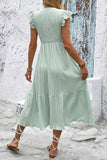 V Neck Light Green A Line Summer Dress