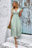 V Neck Light Green A Line Summer Dress