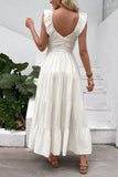 White V Neck A Line Long Summer Dress