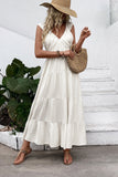 White V Neck A Line Long Summer Dress